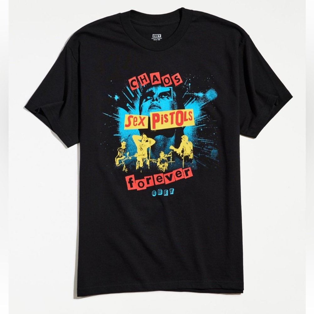 NWT OBEY Sex Pistols 'Chaos Forever' Graphic Band T-Shirt